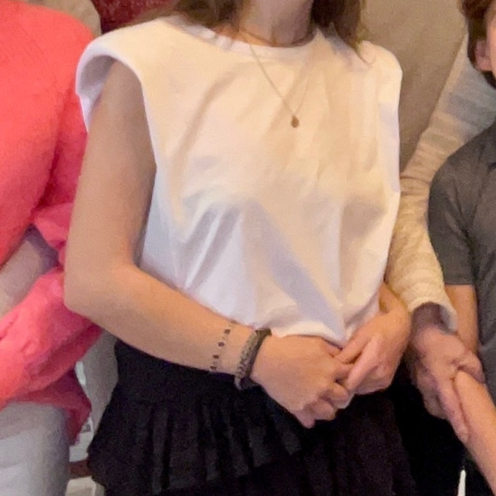 White Shoulder Padded Top